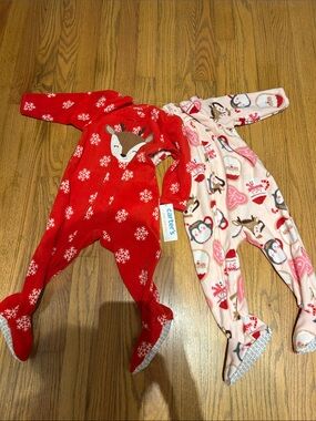 Carter's Red Fleece Footed Pajamas with Snowflake Print